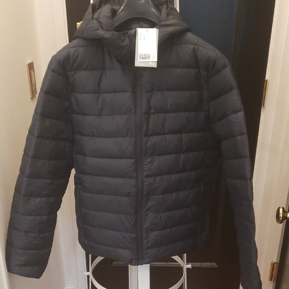 NWT LARGE MENS NAVY Puffer Jacket with Hood